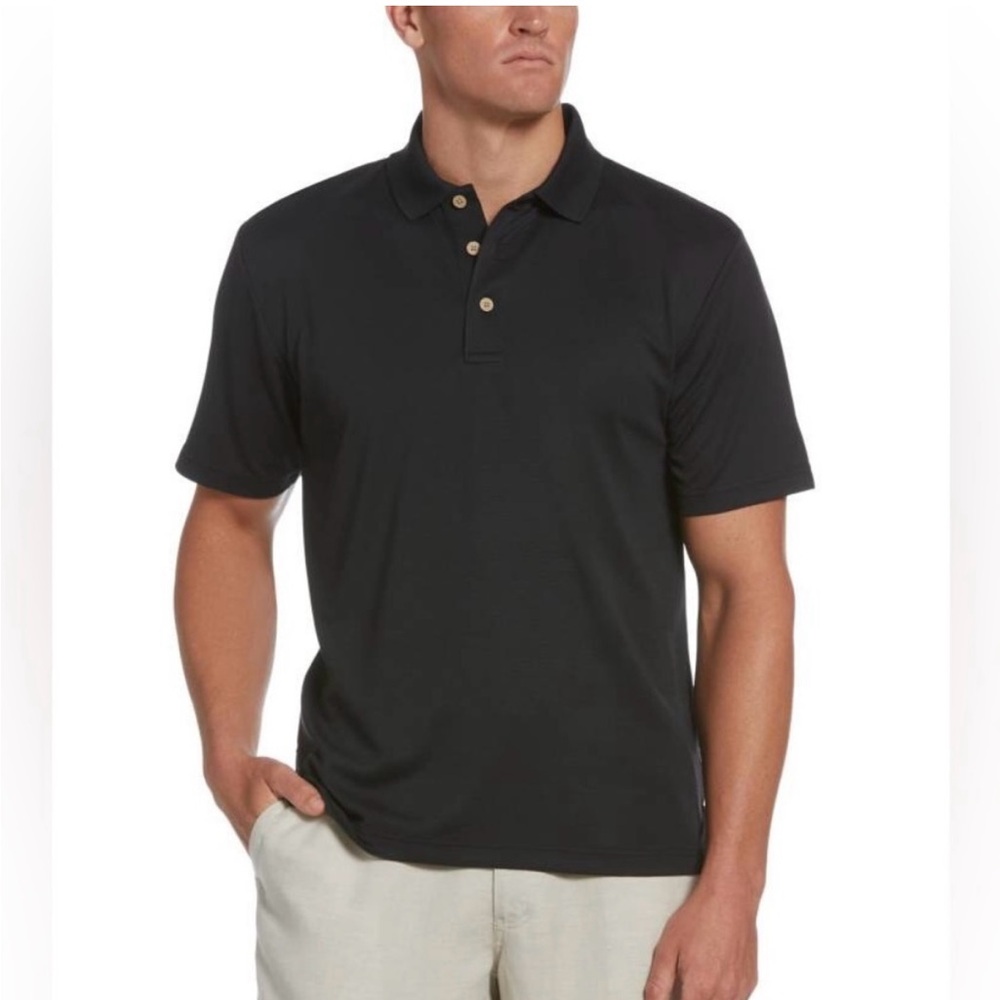 Cubavera Black Textured Short Sleeve Polo Shirt
